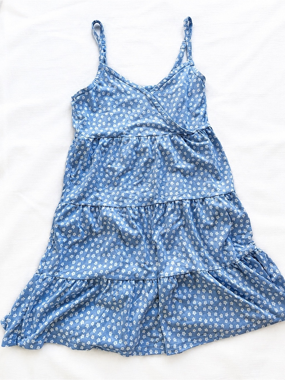 Hollister Blue Floral Tiered Mini Dress XS Cottagecore Croquette